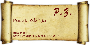 Peszt Zója névjegykártya